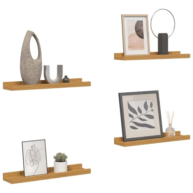 Sieninė lentyna 4 pcs Smėlio 60 x 9 x 3 cm Apdirbta mediena
