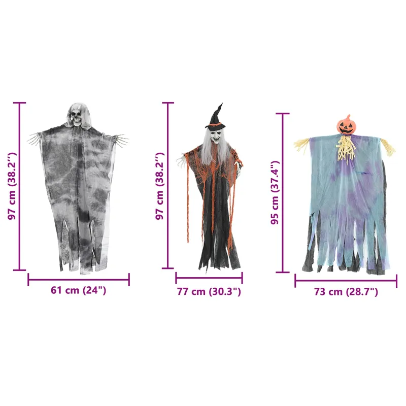 Helovino Kabančios Ghost 3 pcs Įvairiaspalvis 61 x 97 cm