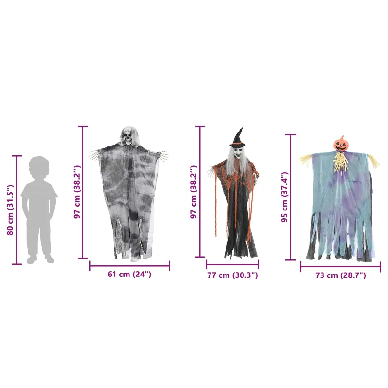 Helovino Kabančios Ghost 3 pcs Įvairiaspalvis 61 x 97 cm