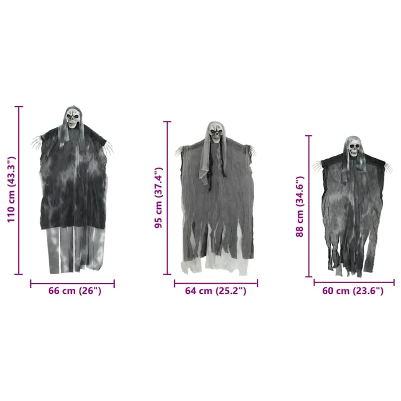 Helovino Kabančios Ghost 3 pcs Juoda 66 x 110 cm Poliesteris