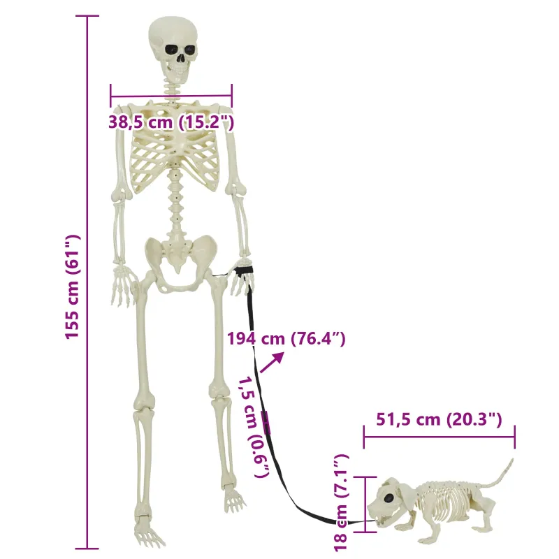 Helovino puošmena -skeletas 2 pcs Balta Polipropilenas