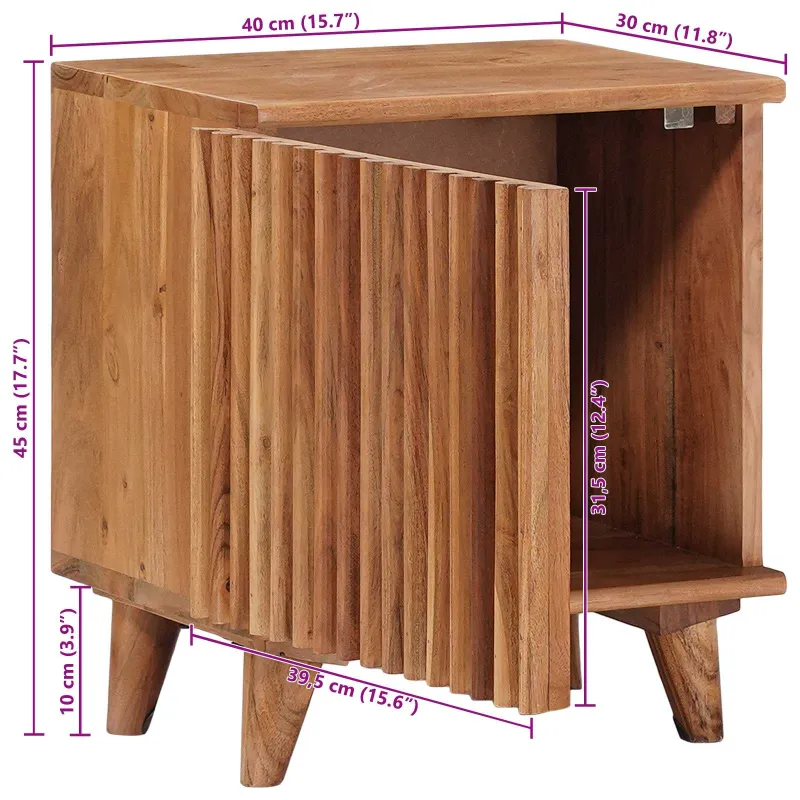 Rankų darbo naktinė spintelė Teak medžio rudas 40 x 30 x 45 cm