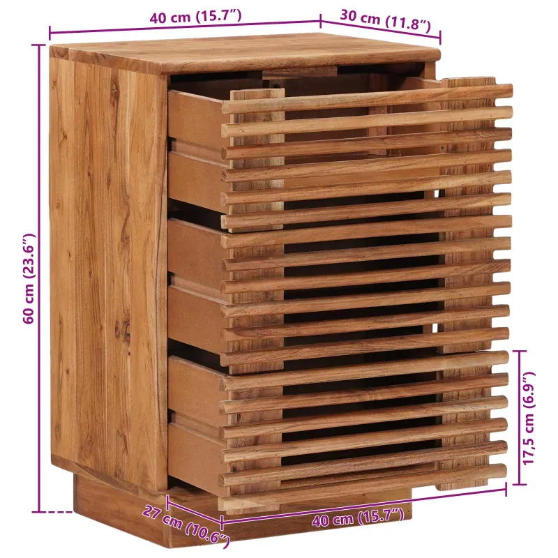 Rankų darbo naktinė spintelė Teak medžio rudas 40 x 30 x 60 cm