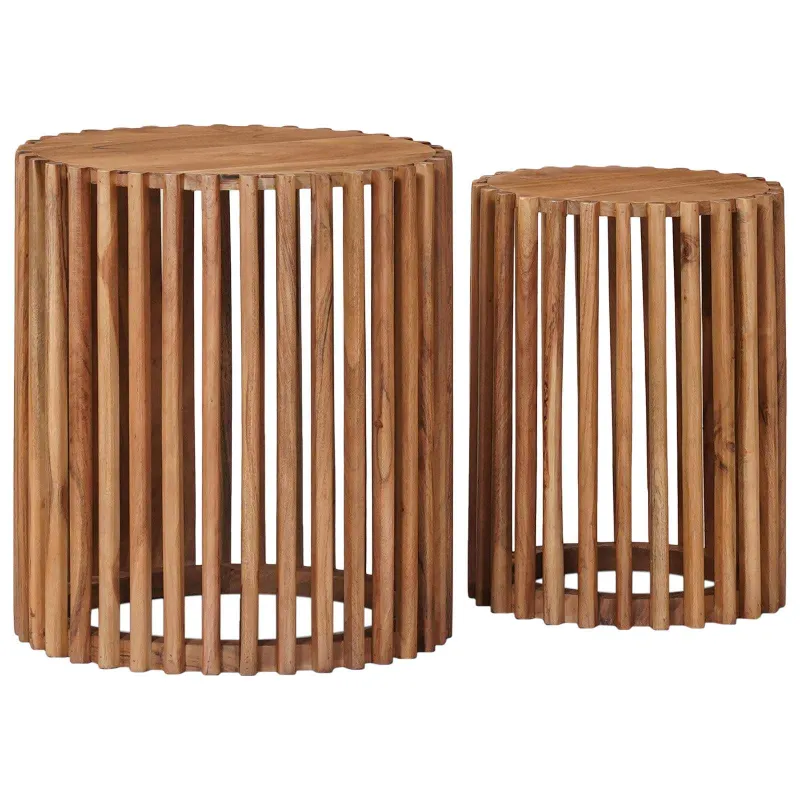 Rankų darbo šoniniai stalų rinkinys 2 pcs Teak medžio rudas