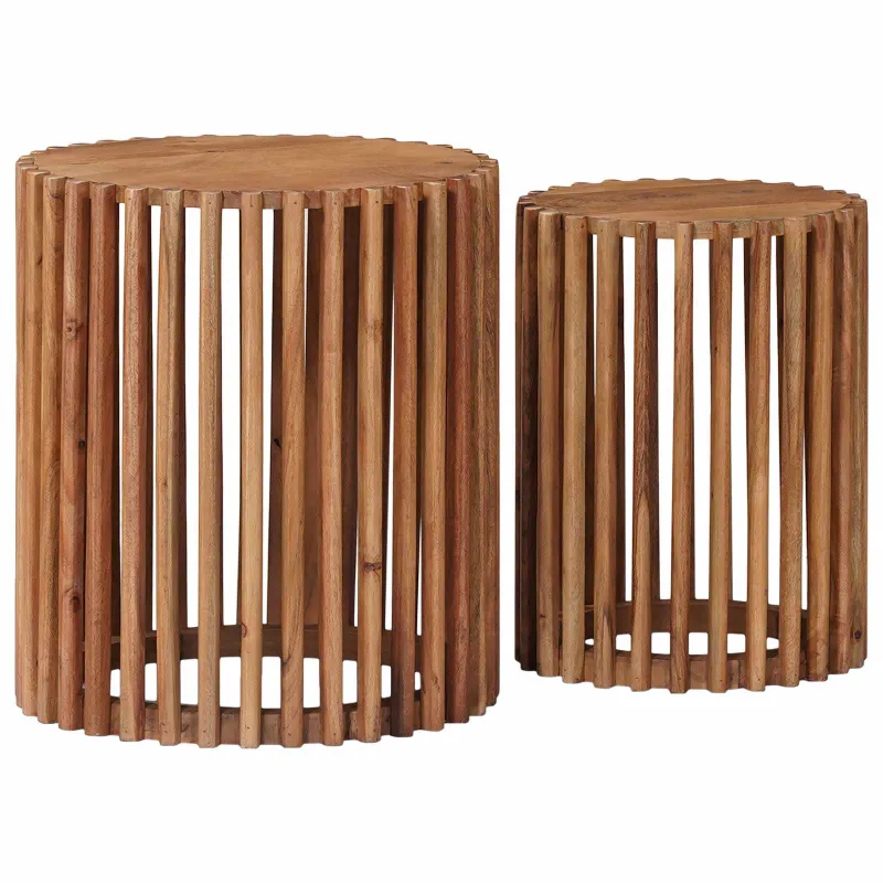 Rankų darbo šoniniai stalų rinkinys 2 pcs Teak medžio rudas