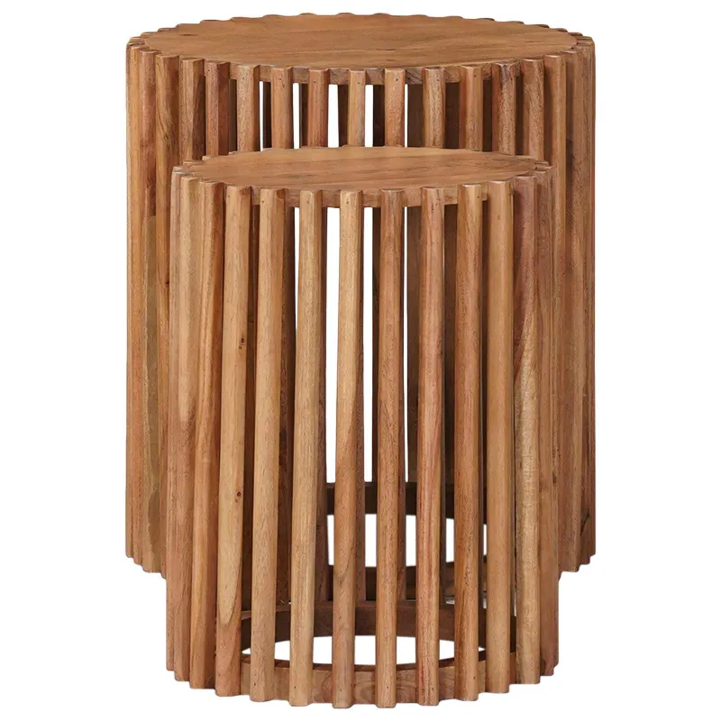 Rankų darbo šoniniai stalų rinkinys 2 pcs Teak medžio rudas
