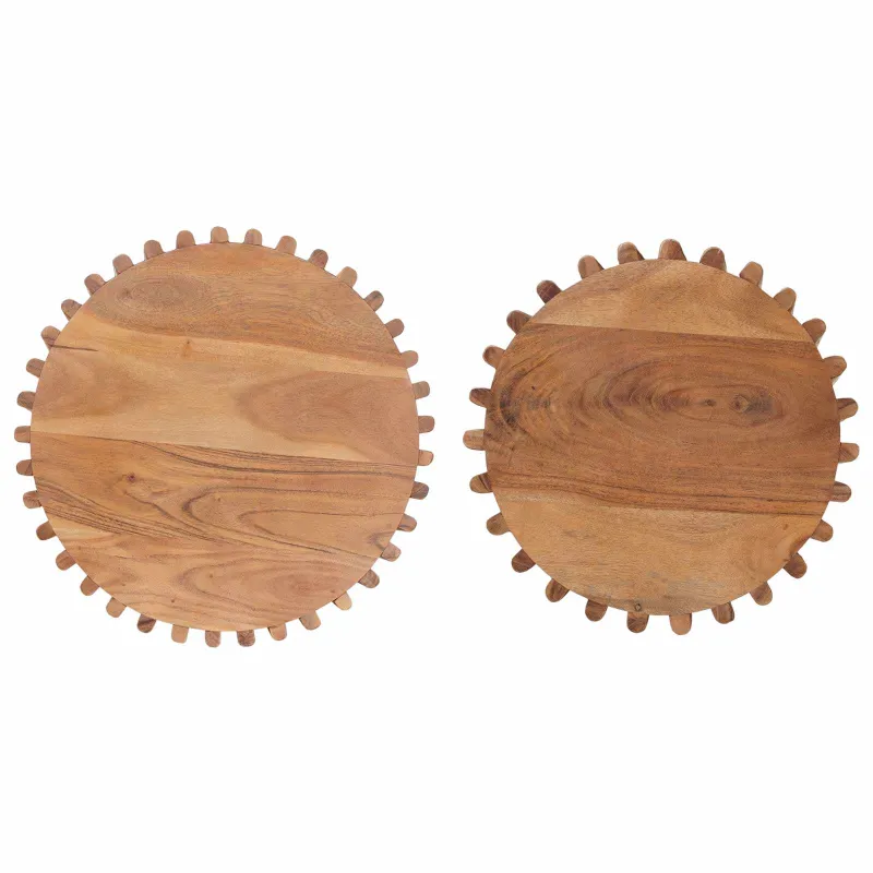 Rankų darbo šoniniai stalų rinkinys 2 pcs Teak medžio rudas