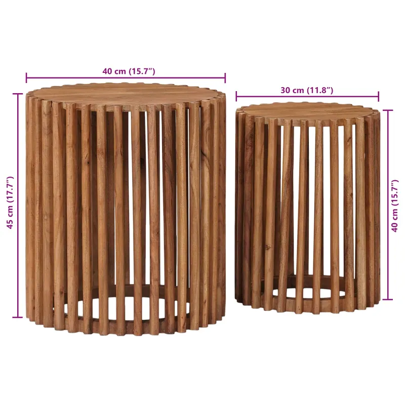 Rankų darbo šoniniai stalų rinkinys 2 pcs Teak medžio rudas