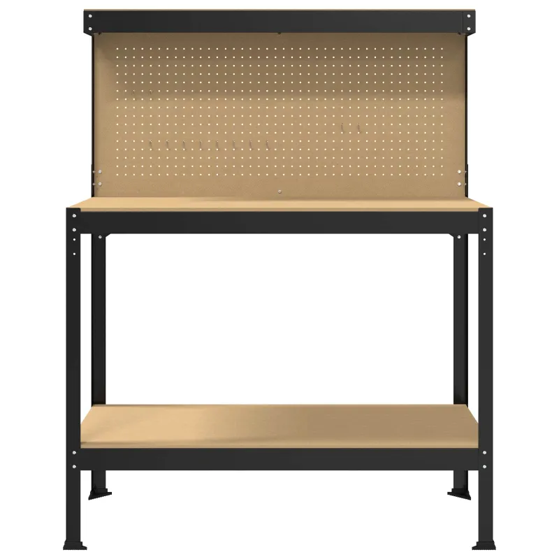 Darbo stalas su lentyna su saugykla Juodas 114 x 54 x 145 cm