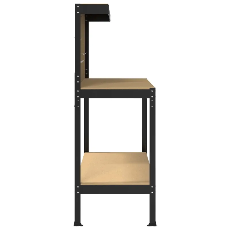 Darbo stalas su lentyna su saugykla Juodas 114 x 54 x 145 cm