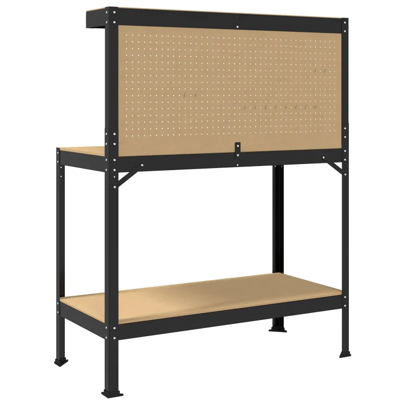 Darbo stalas su lentyna su saugykla Juodas 114 x 54 x 145 cm