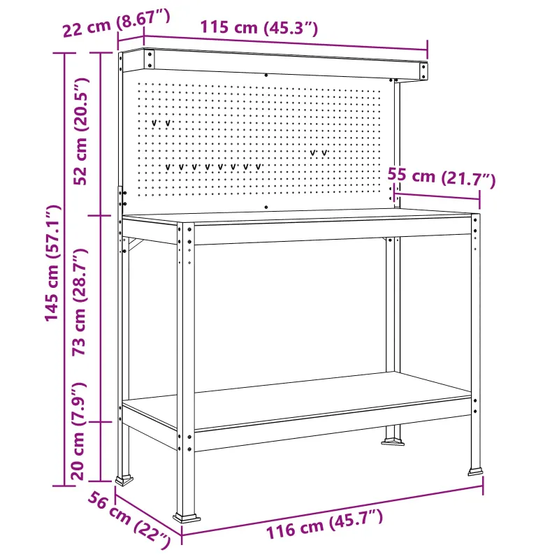 Darbo stalas su lentyna su saugykla Juodas 114 x 54 x 145 cm