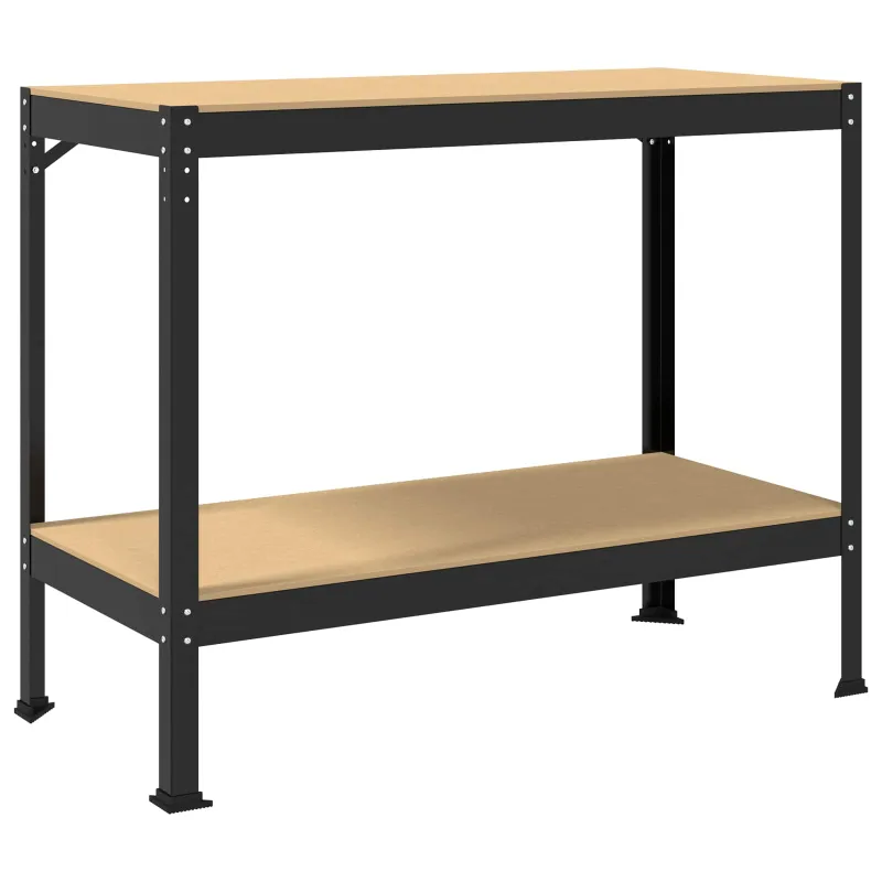 Darbo stalas su lentyna su saugykla Juodas 115 x 55 x 91 cm