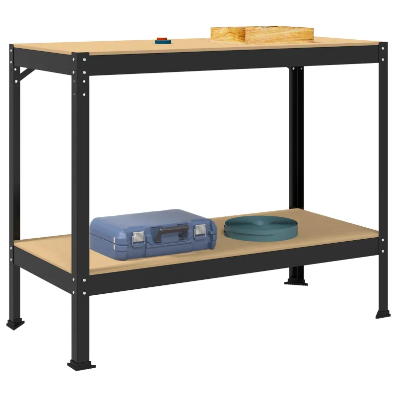 Darbo stalas su lentyna su saugykla Juodas 115 x 55 x 91 cm