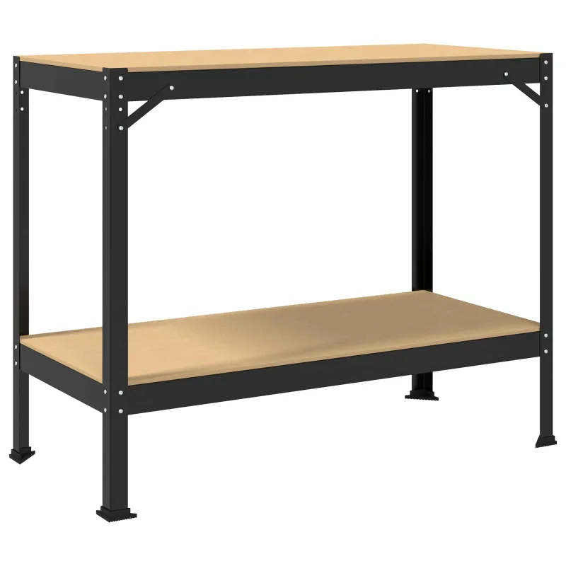 Darbo stalas su lentyna su saugykla Juodas 115 x 55 x 91 cm
