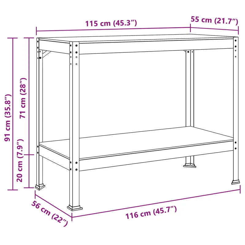 Darbo stalas su lentyna su saugykla Juodas 115 x 55 x 91 cm