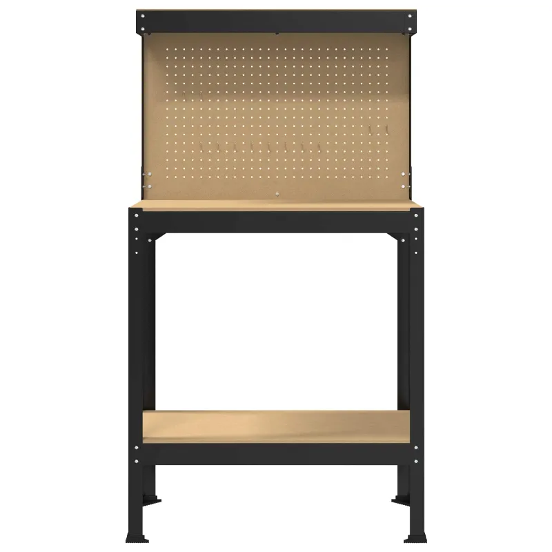 Darbo stalas su lentyna su saugykla Juodas 81 x 41 x 145 cm