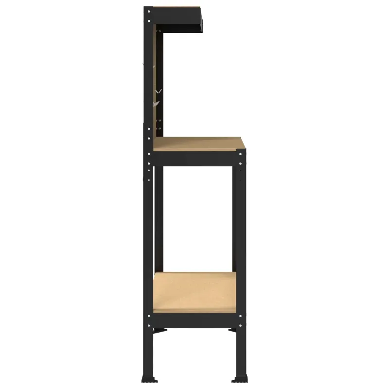 Darbo stalas su lentyna su saugykla Juodas 81 x 41 x 145 cm