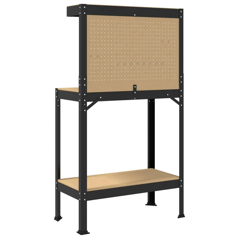 Darbo stalas su lentyna su saugykla Juodas 81 x 41 x 145 cm