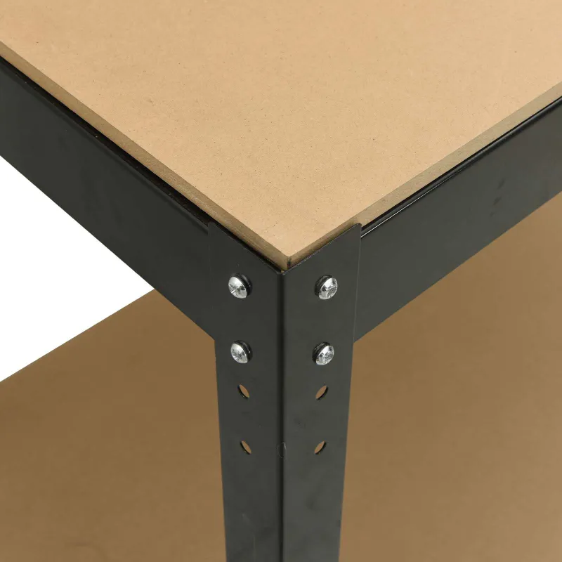 Darbo stalas su lentyna su saugykla Juodas 81 x 41 x 145 cm