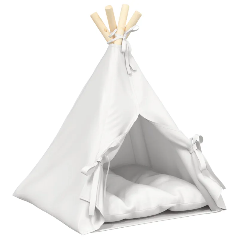 Gyvūnų teepee su pagalve Balta 40 x 40 x 50 cm Poliesteris