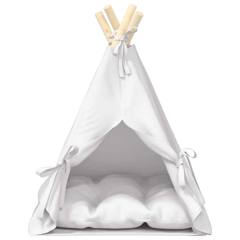 Gyvūnų teepee su pagalve Balta 40 x 40 x 50 cm Poliesteris
