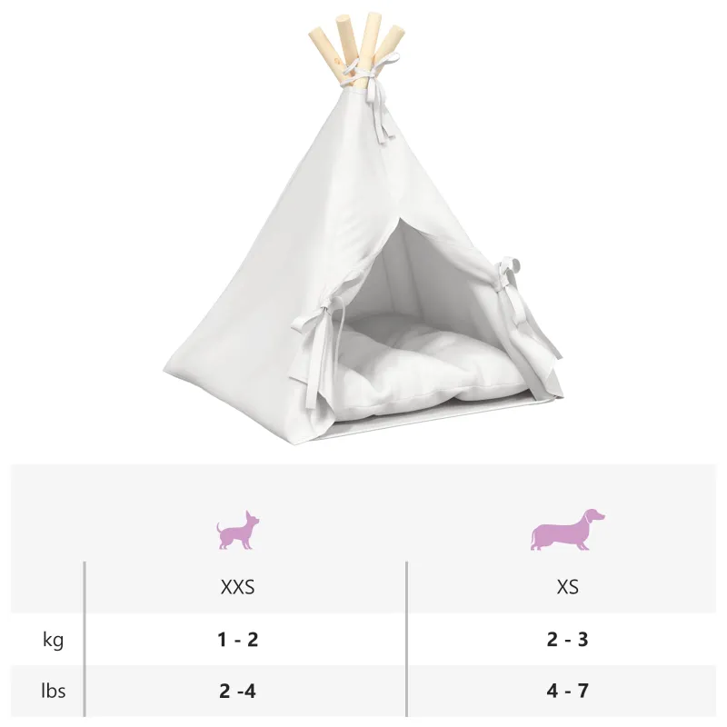 Gyvūnų teepee su pagalve Balta 40 x 40 x 50 cm Poliesteris