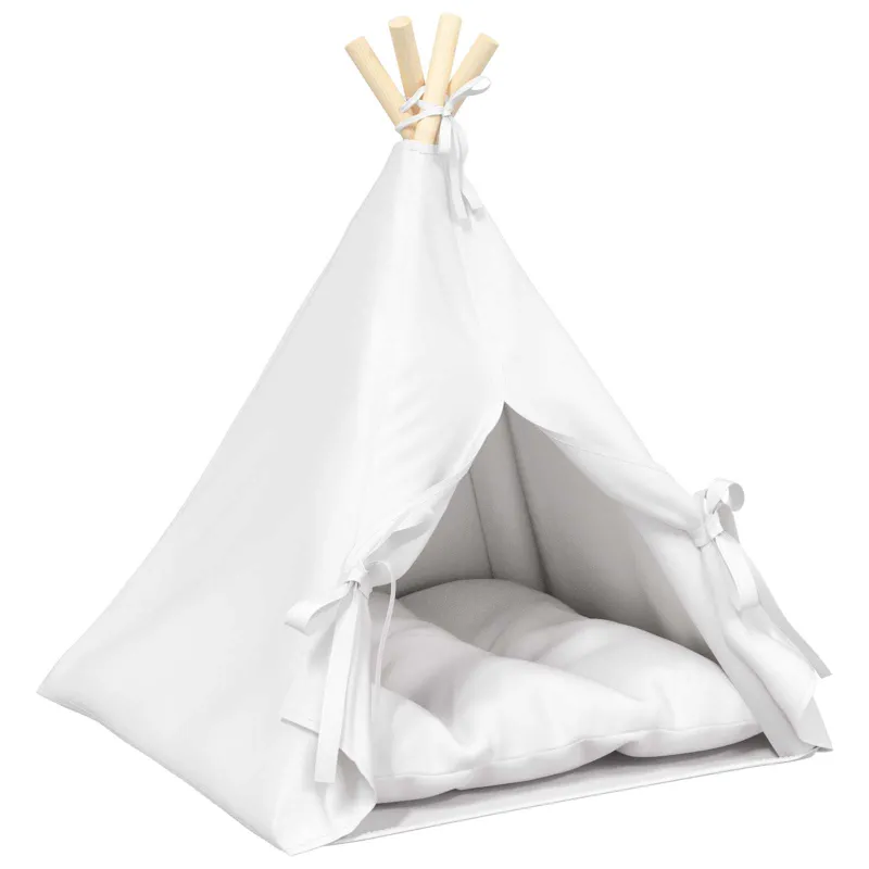 Gyvūnų teepee su pagalve Balta 50 x 50 x 60 cm Poliesteris