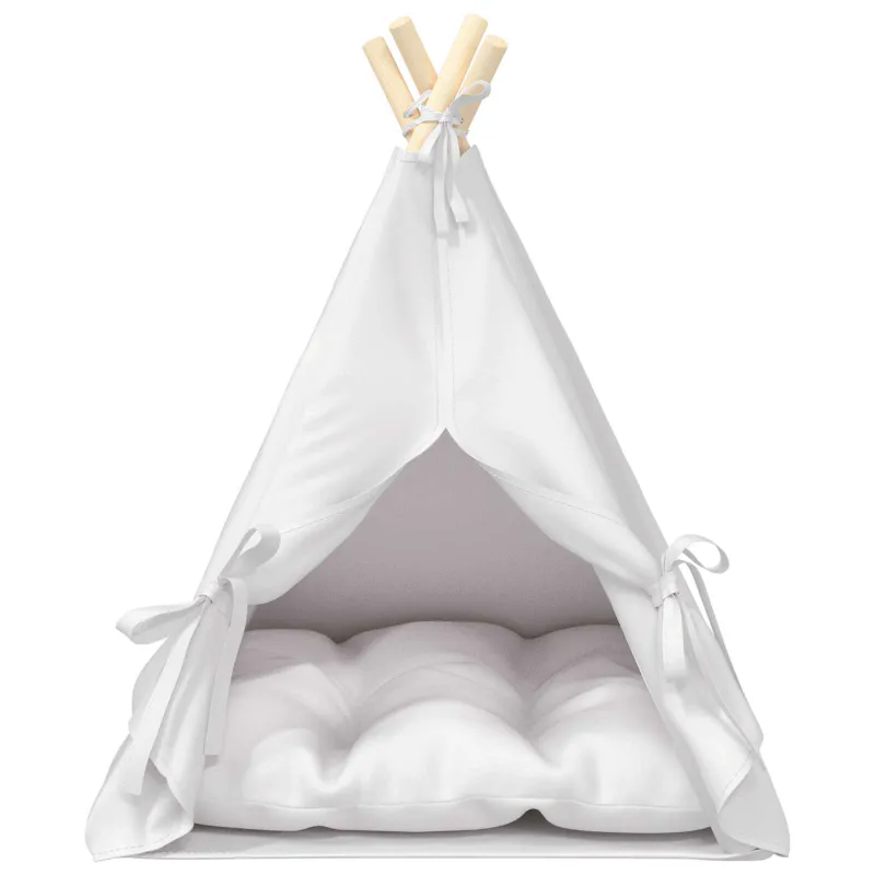 Gyvūnų teepee su pagalve Balta 50 x 50 x 60 cm Poliesteris