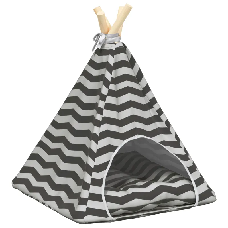 Gyvūnų teepee su pagalve Balta ir pilka 40 x 40 x 50 cm