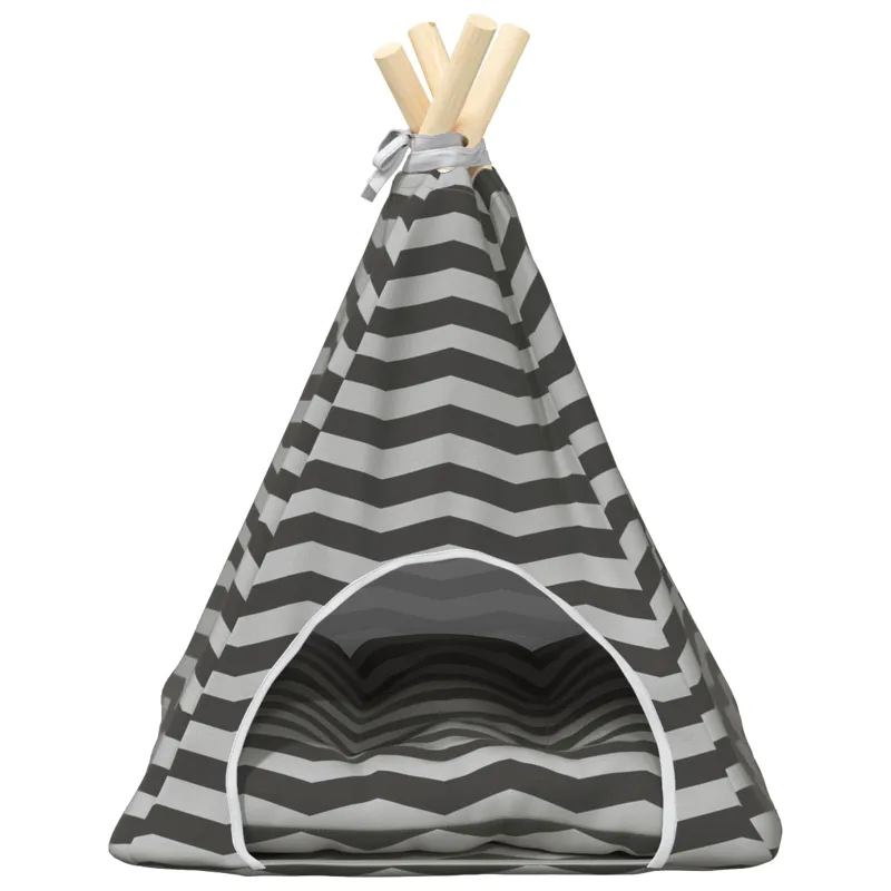 Gyvūnų teepee su pagalve Balta ir pilka 40 x 40 x 50 cm
