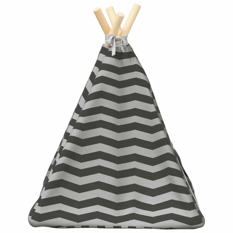 Gyvūnų teepee su pagalve Balta ir pilka 40 x 40 x 50 cm