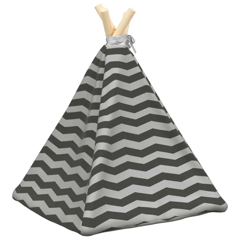Gyvūnų teepee su pagalve Balta ir pilka 40 x 40 x 50 cm