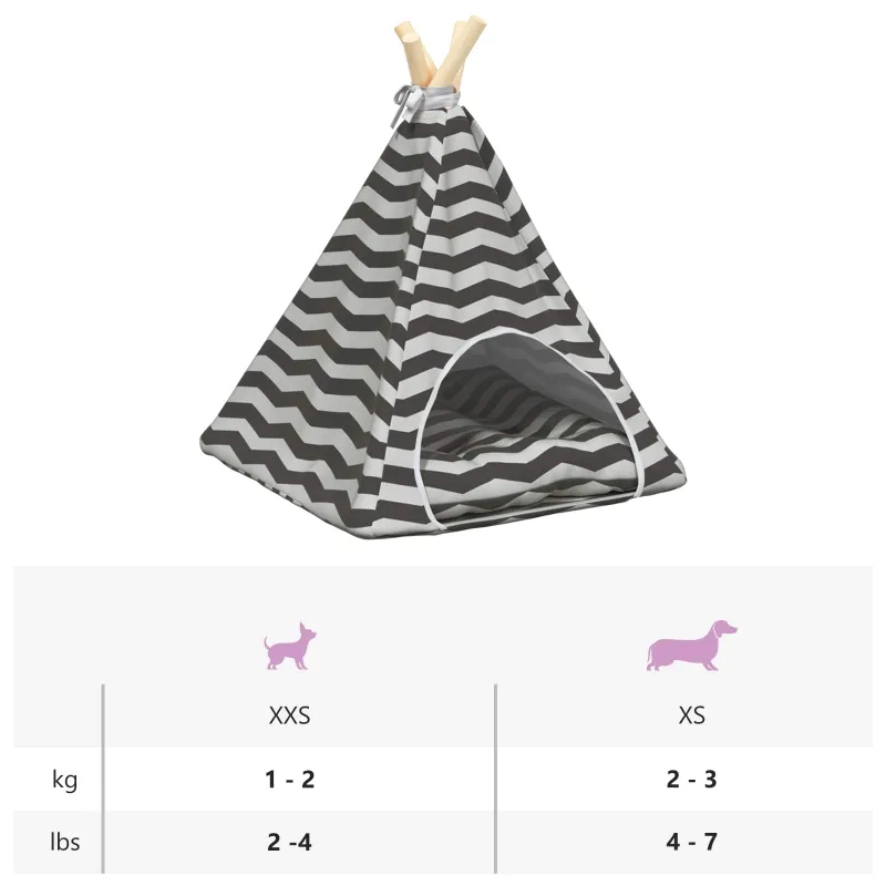 Gyvūnų teepee su pagalve Balta ir pilka 40 x 40 x 50 cm
