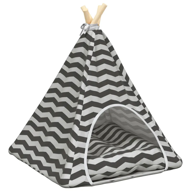 Gyvūnų teepee su pagalve Balta ir pilka 50 x 50 x 60 cm