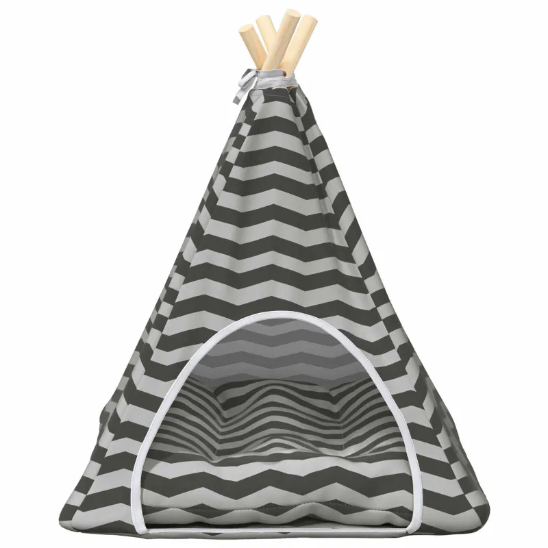 Gyvūnų teepee su pagalve Balta ir pilka 50 x 50 x 60 cm