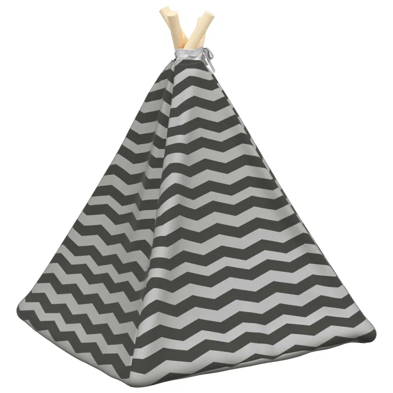 Gyvūnų teepee su pagalve Balta ir pilka 50 x 50 x 60 cm