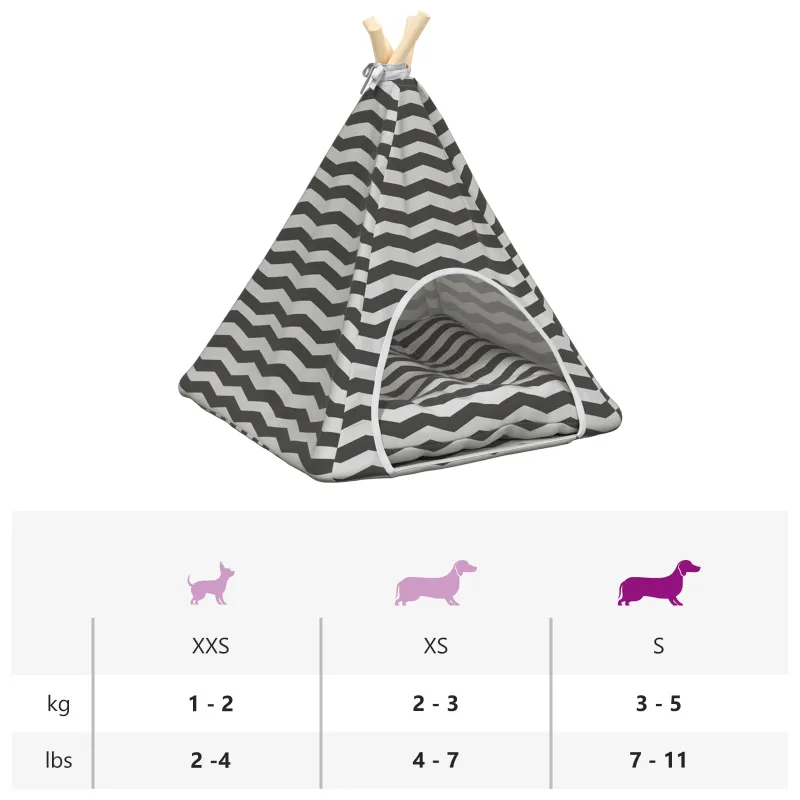 Gyvūnų teepee su pagalve Balta ir pilka 50 x 50 x 60 cm