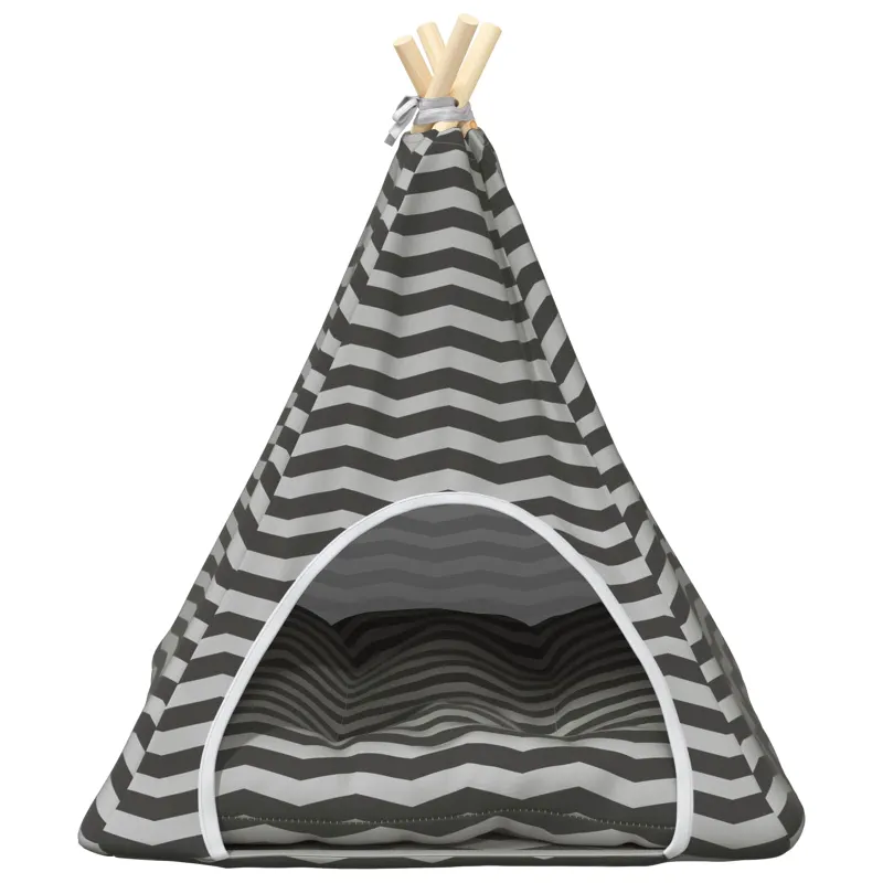 Gyvūnų teepee su pagalve Balta ir pilka 60 x 60 x 70 cm