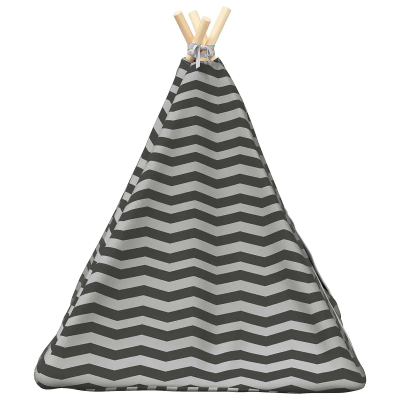 Gyvūnų teepee su pagalve Balta ir pilka 60 x 60 x 70 cm