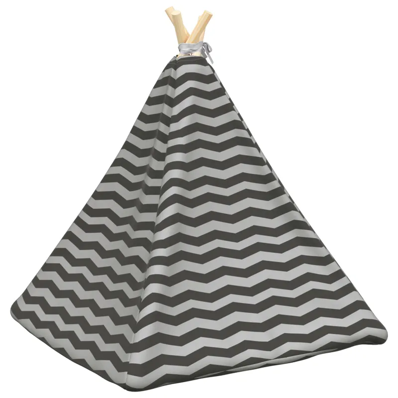 Gyvūnų teepee su pagalve Balta ir pilka 60 x 60 x 70 cm