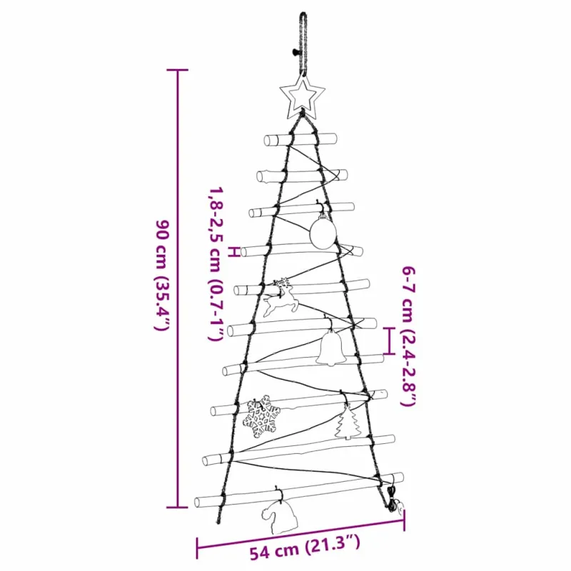 Kalėdų eglutė su 30 LED Natūrali 90 cm masyvi uosio mediena