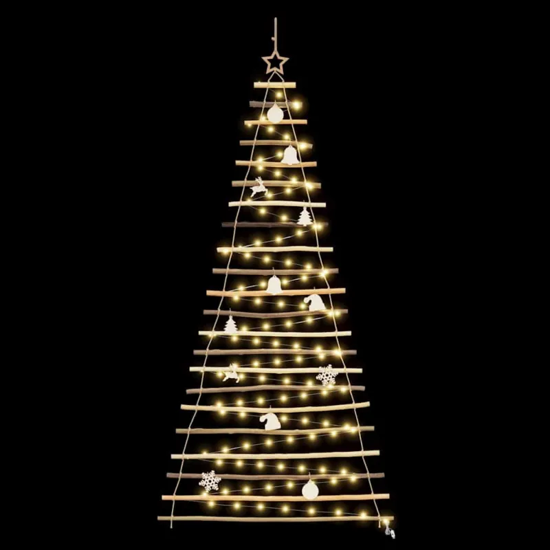 Kalėdų eglutė su 130 LED Natūrali 210 cm masyvi uosio mediena
