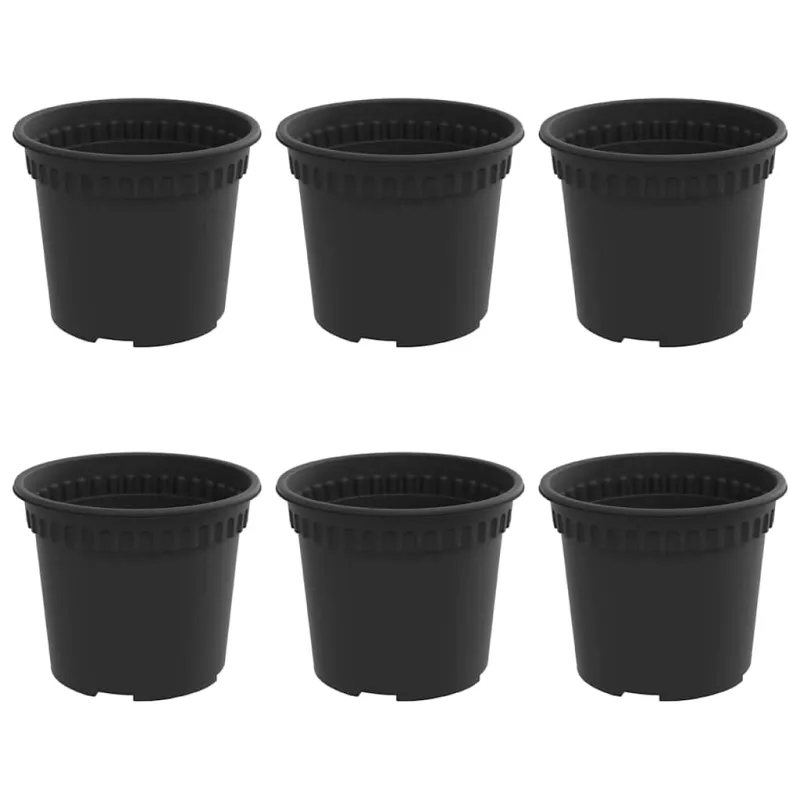 Apvalus gėlių vazonas 6 pcs Juoda Ø 12,5 x 10 cm Plastmasė