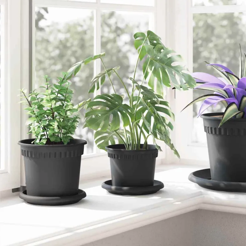 Apvalus gėlių vazonas 6 pcs Juoda Ø 12,5 x 10 cm Plastmasė