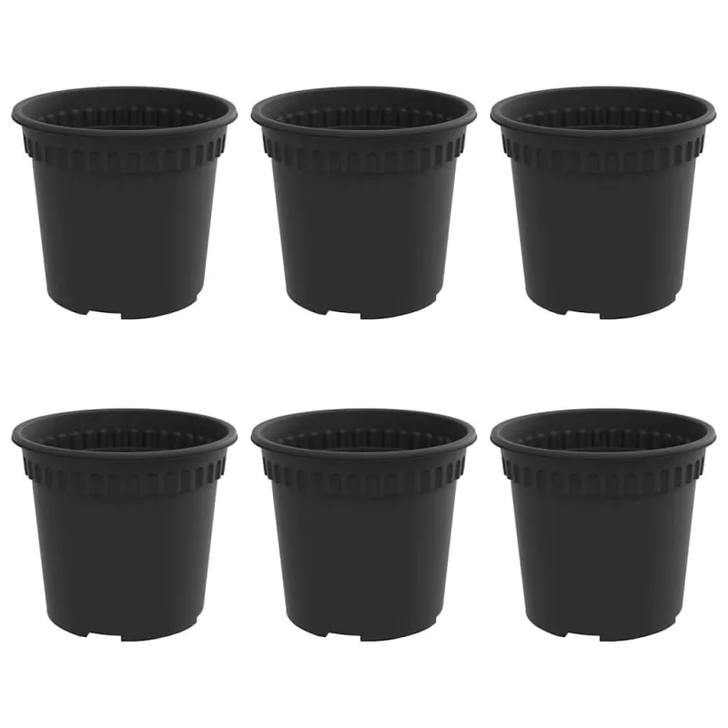 Apvalus gėlių vazonas 6 pcs Juoda Ø 15 x 12 cm Plastmasė