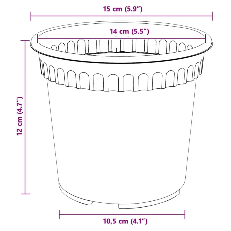 Apvalus gėlių vazonas 6 pcs Juoda Ø 15 x 12 cm Plastmasė