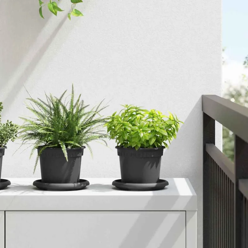 Apvalus gėlių vazonas 24 pcs Juoda Ø 12,5 x 10 cm Plastmasė