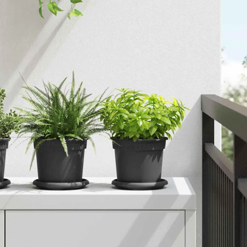 Apvalus gėlių vazonas 24 pcs Juoda Ø 15 x 12 cm Plastmasė