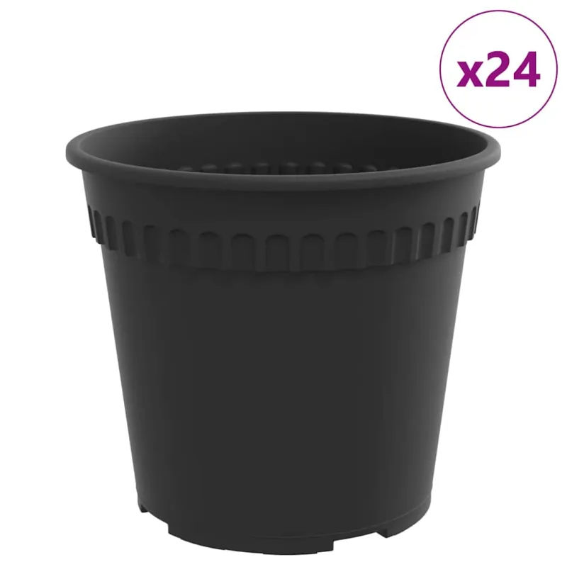 Apvalus gėlių vazonas 24 pcs Juoda Ø 19 x 16 cm Plastmasė